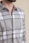 men-casual-shirts-gray-checkered-shirt