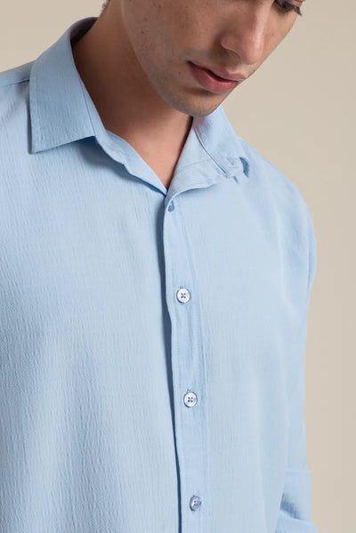 Sky Blue Solid Cotton Shirt – Clean & Crisp