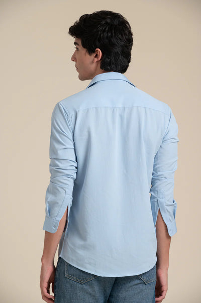 Sky Blue Solid Cotton Shirt – Clean & Crisp