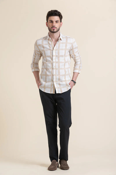 WHITE COSTA CHECK PRINT SHIRT