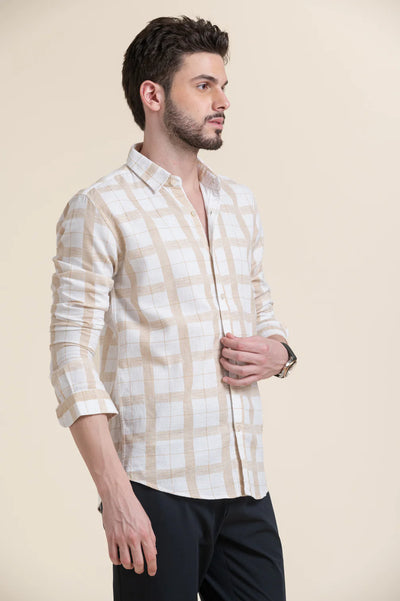 WHITE COSTA CHECK PRINT SHIRT