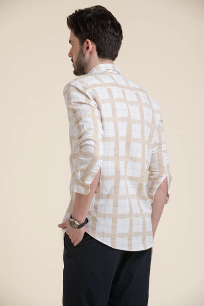WHITE COSTA CHECK PRINT SHIRT