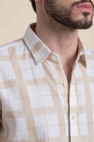 WHITE COSTA CHECK PRINT SHIRT