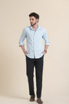 Sky Blue Textured Cotton Shirt – Cool Hue, Crisp Look