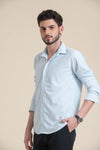 Sky Blue Textured Cotton Shirt – Cool Hue, Crisp Look