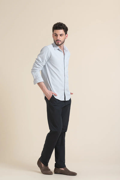 Grey Textured Cotton Shirt – Subtle Shade, Refined Style