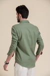 men-casual-shirts-green-linen-casual-shirt