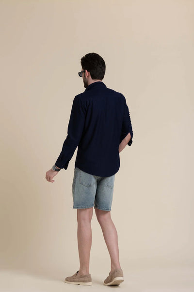 Navy Textured Shirt – Effortless Style in Slim Fit