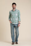 men-casual-shirts-green-checkered-shirt