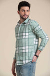 men-casual-shirts-green-checkered-shirt