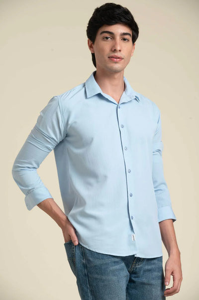 Sky Blue Solid Cotton Shirt – Clean & Crisp