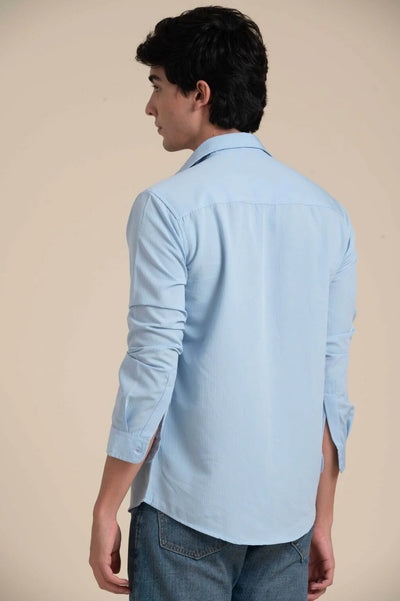 Sky Blue Solid Cotton Shirt – Clean & Crisp