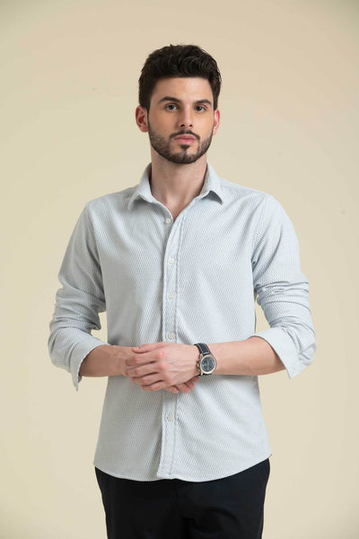 Grey Textured Cotton Shirt – Subtle Shade, Refined Style