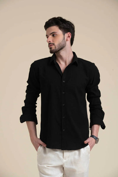 Black Casual Slim Fit Shirt