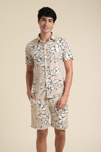 Beige Blossom Printed Co-Ord Set for Effortless Summer Style