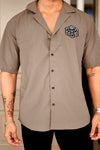 Olive Cuban Collar Shirt with D20 Embroidered Patch
