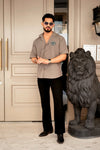 Olive Cuban Collar Shirt with D20 Embroidered Patch