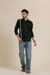 bottle green Casual Shirt with Vertical Stripe Detail