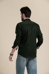 bottle green Casual Shirt with Vertical Stripe Detail