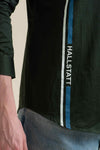 bottle green Casual Shirt with Vertical Stripe Detail