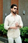 Beige Striped Cotton Linen Shirt – Effortless Coastal Charm