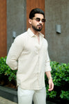 Beige Striped Cotton Linen Shirt – Effortless Coastal Charm