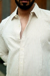 Beige Striped Cotton Linen Shirt – Effortless Coastal Charm